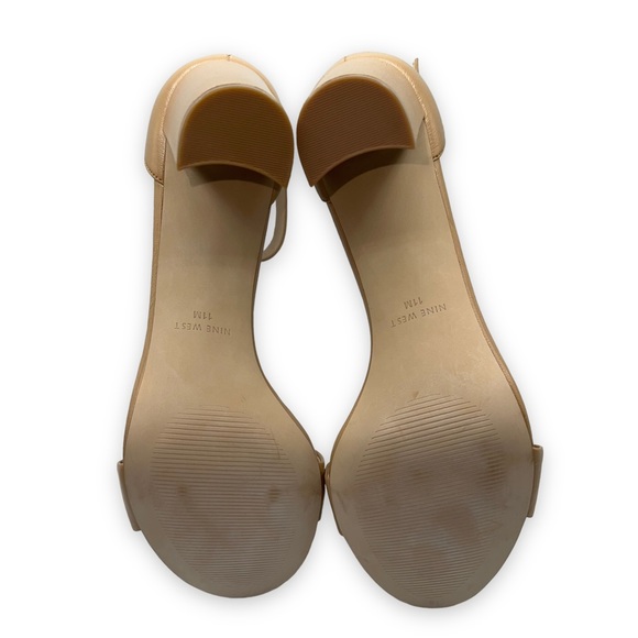 NEW Nine West Nora Nude Genuine Leather Chunky Strap Heels Women’s Size 11M - Picture 5 of 10